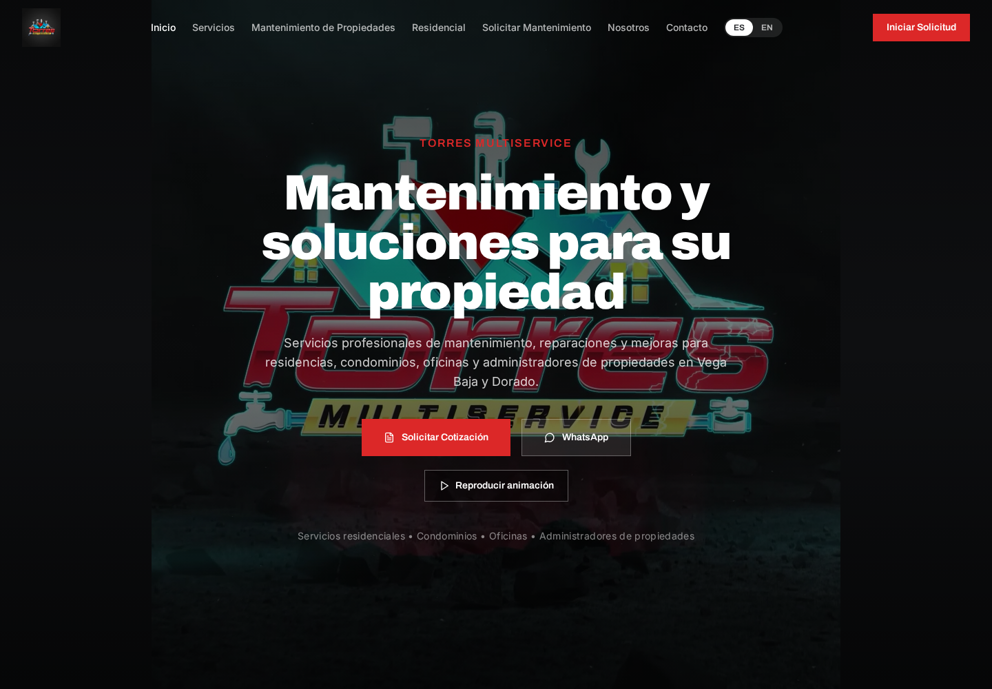 Torres Multiservice website homepage designed by SOMA